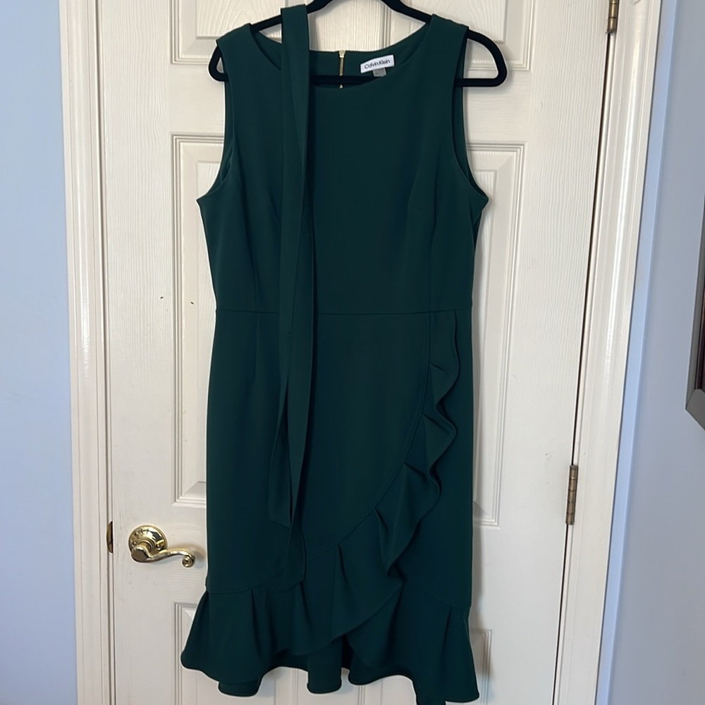 Ruffle-hem sleeveless Calvin Klein dress